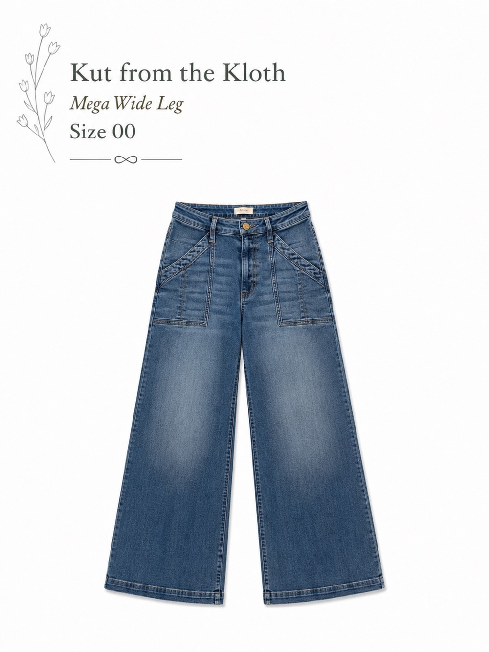 Kut from the Kloth Meg Wide Leg Denim Jeans - Medium Blue